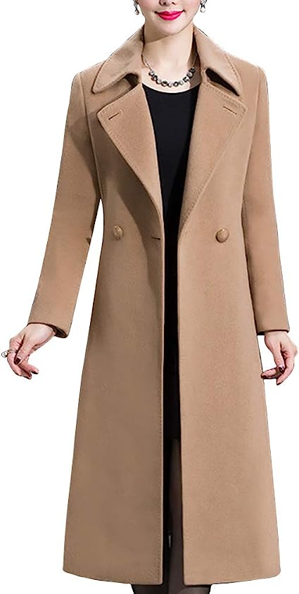 Photo 1 of Aprsfn Women's Elegant Solid Color Mid-Length Thicken Warm Wool Blend Coat 
size xs
