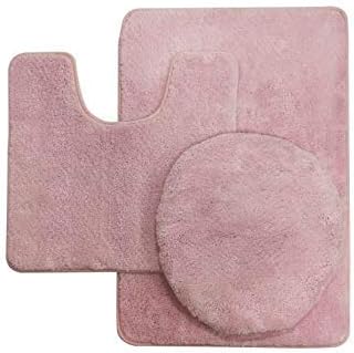 Photo 1 of 3 pc Solid Light Pink Bathroom Rug Set Bath Mats Bath Set Super Soft Anti Slip Soft Mats New …
