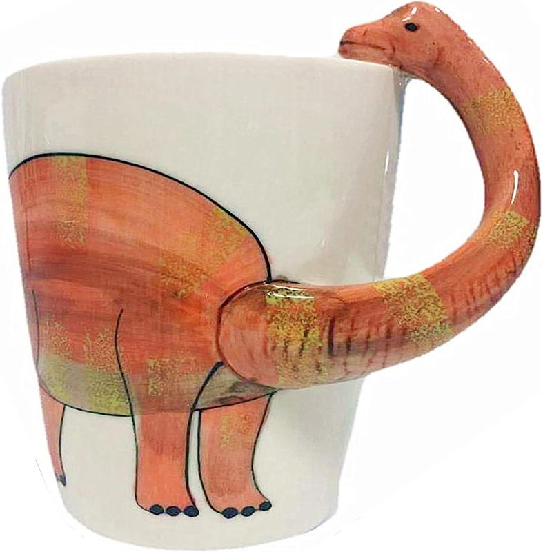 Photo 1 of 3D Dinosaur Novelty Mugs, Cute Cartoon Ceramic Coffee Mugs & Tea Cup with Long Neck Handle, 12oz
