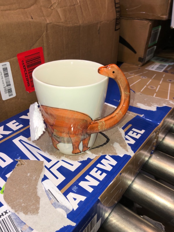 Photo 2 of 3D Dinosaur Novelty Mugs, Cute Cartoon Ceramic Coffee Mugs & Tea Cup with Long Neck Handle, 12oz
