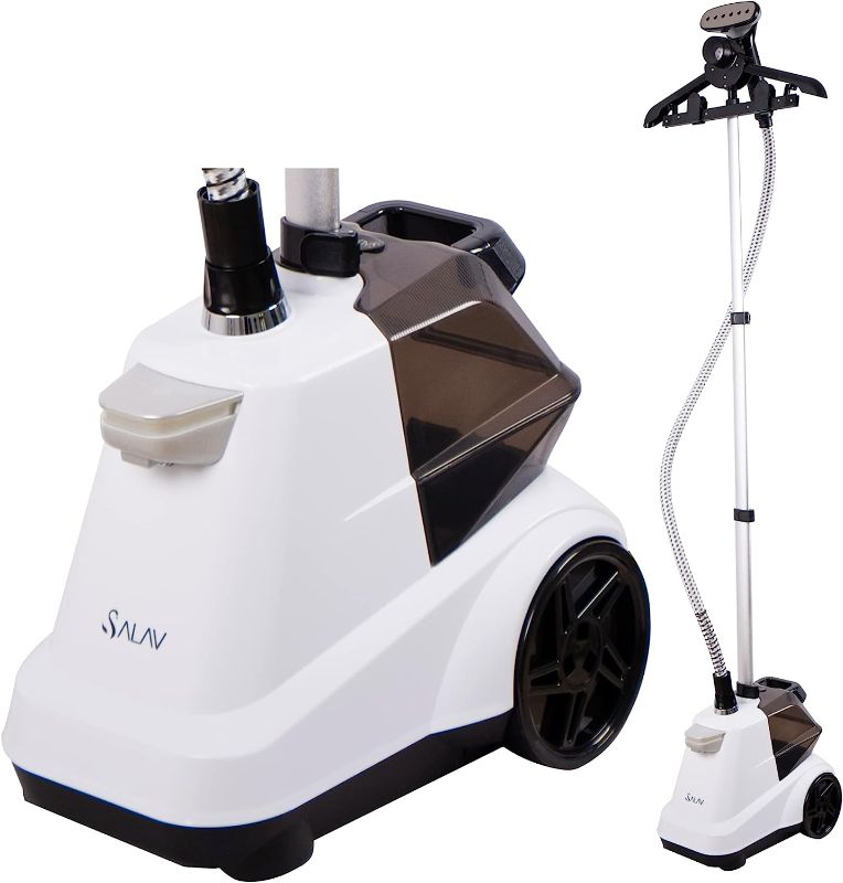 Photo 1 of SALAV X3A Heavy Duty Commercial Full-Size Garment Steamer with Foot Pedals and Extra Large 3L (101.5 oz) Water Tank, 1800 watts, 90+min of Continuous Steam (White)
