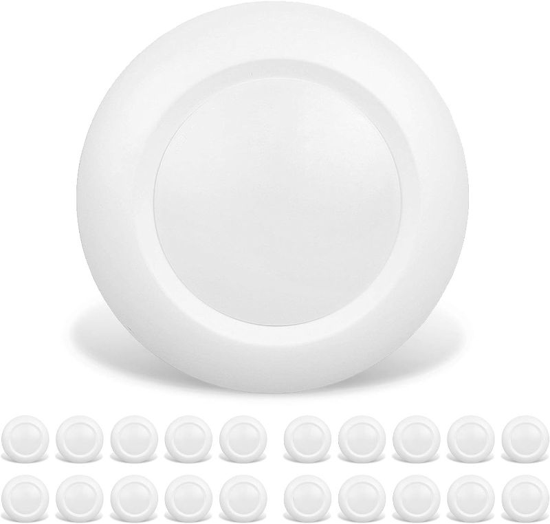 Photo 1 of JULLISON 20 Packs 6 Inch LED Low Profile Recessed & Surface Mount Disk Light, Round, 15W, 900 Lumens, 3000K Warm White, CRI80, Driverless Design, Dimmable, ETL Listed, White
