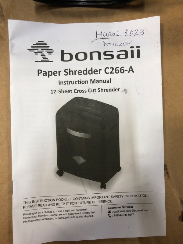 Photo 3 of Bonsaii Paper Shredder, 12-Sheet Cross-Cut Shredder for Home Office Use, 30-Minutes Heavy Duty Shredder with 4.2 Gal Pullout Bin & 4 Casters for Credit Card/CD Anti-Jam Shredding Machine (C266-A) 12 Sheet-4.2 Gal