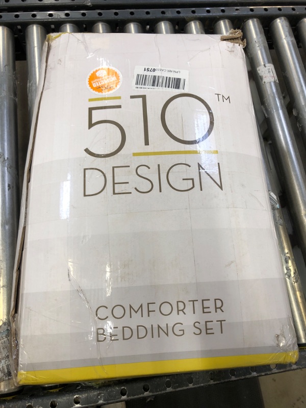Photo 3 of 510 DESIGN Cozy Comforter Set - Geometric Honeycomb Design, All Season Down Alternative Casual Bedding with Matching Shams, Decorative Pillows, Full/Queen (90"x90"), Seafoam/Grey 8 Piece Queen Tinsley Seafoam/Grey