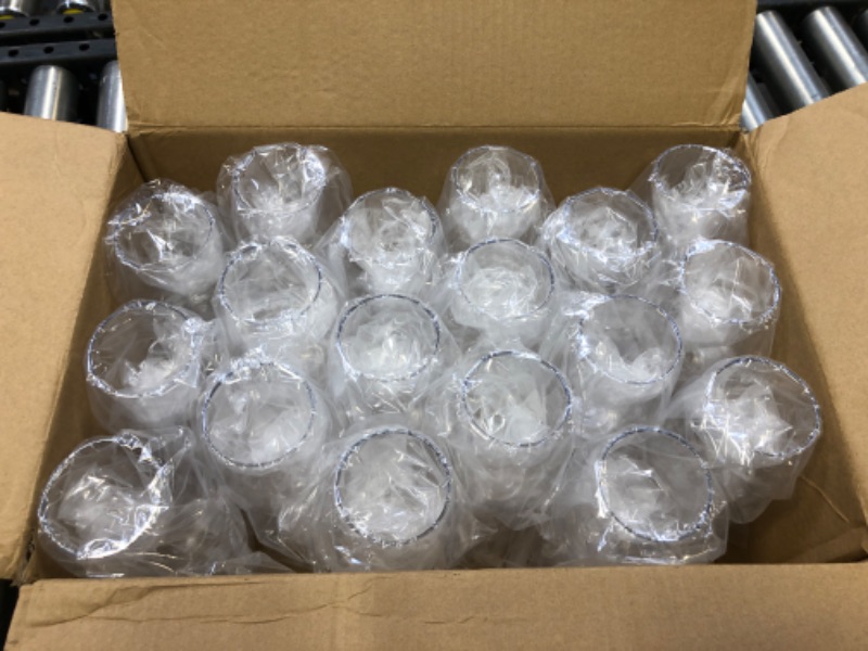 Photo 2 of 36 piece Stemless Unbreakable Crystal Clear Plastic Wine Glasses Set of 36 (12 Ounces)