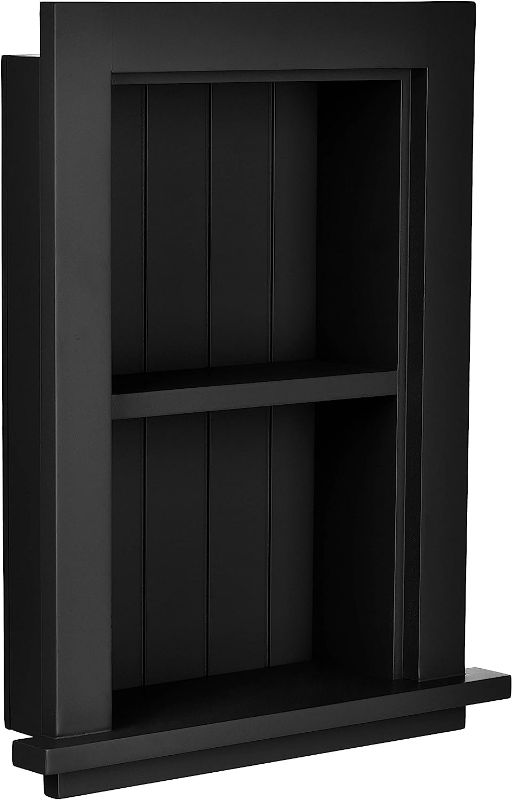 Photo 1 of AdirHome Recessed Wall Mount Storage Cabinet – Sturdy Fully Assembled Wooden Utility Storage Shelf – Ideal for Home Kitchen, Bathroom, Laundry, Medicine Cabinet (Black)

