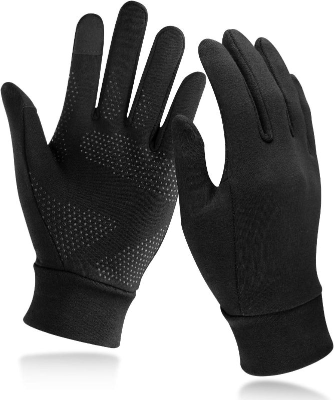 Photo 1 of  Lightweight Running Gloves, Touch Screen Anti-Slip Warm Gloves Liners for Cycling Biking Sporting Driving for Men Women- SIZE L 
