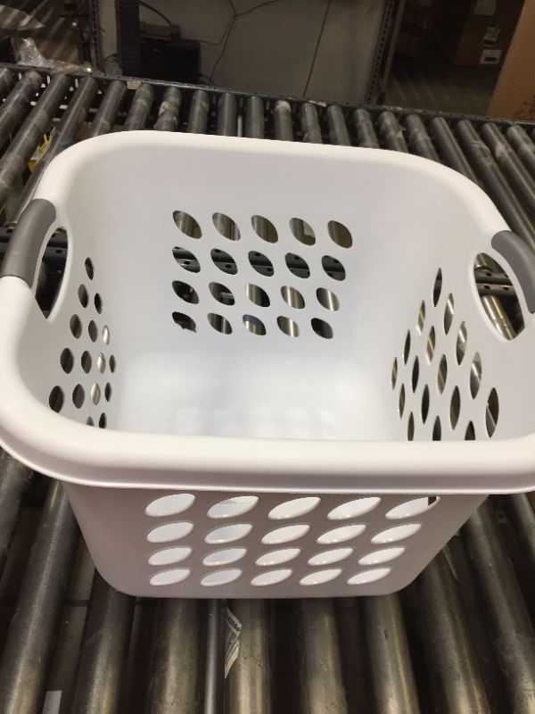 Photo 2 of 1.5 Bushel/53 Liter Ultra Square Laundry Basket, White Basket w/ Titanium Inserts, 