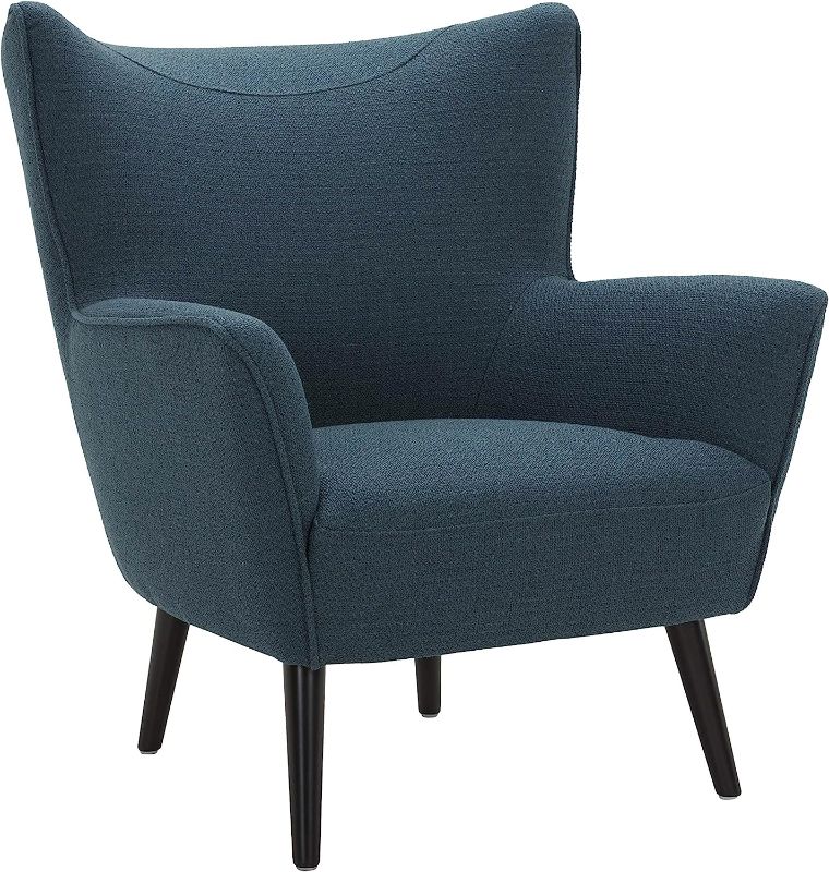 Photo 1 of Amazon Brand – Rivet Luna Upholstered Crescent Mid-Century Accent Chair with Tapered Legs, 31.5"W, Teal
