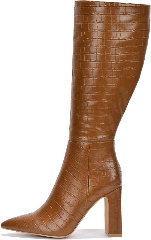 Photo 1 of Cape Robbin SayWhat-2 Sexy Mid Calf Chunky Heeled Booties for Women, Pointed Toe Knee High Block Heel Boots -SIZE 7.5