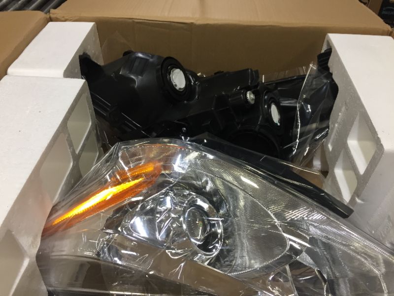 Photo 2 of ADCARLIGHTS 2013-2015 Nissan Altima Headlight Assembly for 2013-2015 Nissan Altima Clear Lens Chrome Housing with Amber Reflector Headlamp Replacement Left and Right OE Replacement A-Chrome Housing Amber Reflector Clear Lens