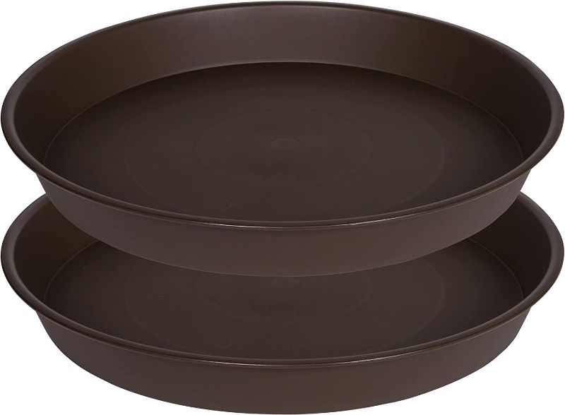 Photo 1 of  Large Plant Saucer, Bird Baths Tray, Deep Durable Bird Bath Bowls only, Birdbaths for The Garden, Flower Pot Saucers Round (Chocolate Brown)- 4 PACK 