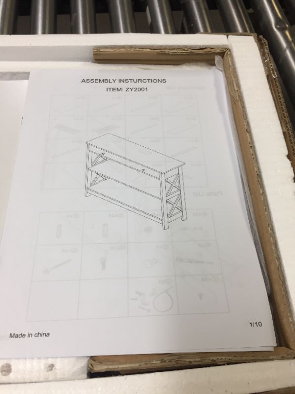 Photo 1 of ZENODDLY Narrow Console Table with Drawers, Entryway Table with Storage, Entry Table Console Tables for Entryway Hallway Hall Living Room, 3 Tiers Classic X Design White Accent Table Sofa Tables