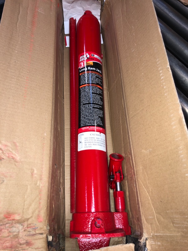 Photo 2 of BIG RED T30306 Torin Hydraulic Long Ram Jack with Single Piston Pump and Clevis Base (Fits: Garage/Shop Cranes, Engine Hoists, and More): 3 Ton (6,000 lb) Capacity, Red 3 Ton Single Pump