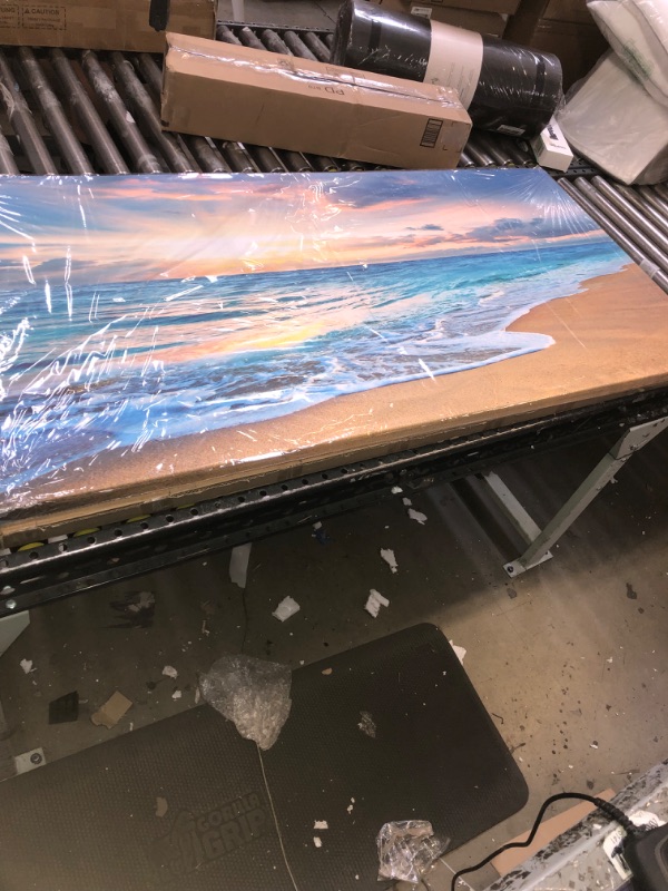 Photo 1 of 30x60 canvas art sunrise ocean sand. 