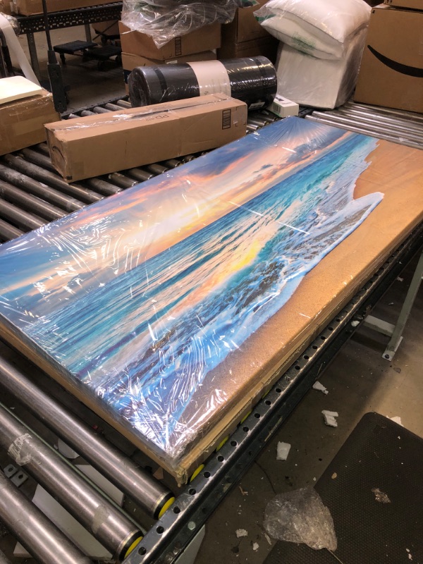 Photo 2 of 30x60 canvas art sunrise ocean sand. 