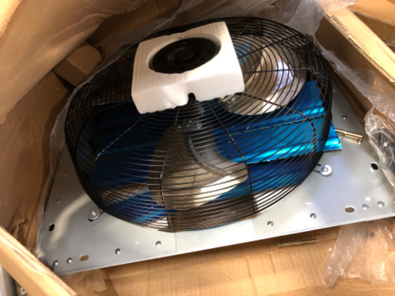 Photo 2 of 20 Inch Shutter Exhaust Fan Aluminum High Speed 1190RPM, 3368 CFM, Silver, with Adjustable Programmable Thermostat 20 Inch Fan+Power Cord+Thermostat