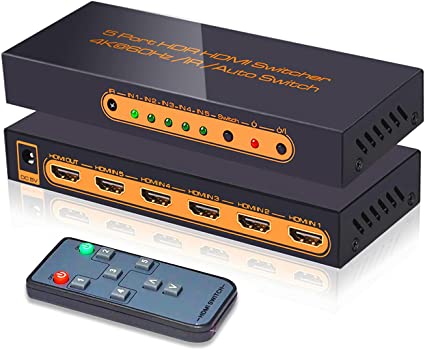 Photo 1 of (Newest Version) SkycropHD 4K@60Hz 5 Port HDMI Switch with Remote Premium 5 in 1 Out 4Kx2K HDMI Auto Switcher, Support HDR10, Dolby Vision, Dolby Atmos, HDCP2.2 and CEC