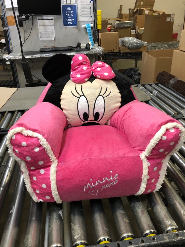Photo 1 of Idea Nuova Disney Minnie Mouse Figural Bean Bag Chair with Sherpa Trim, Ages 3+, Pink