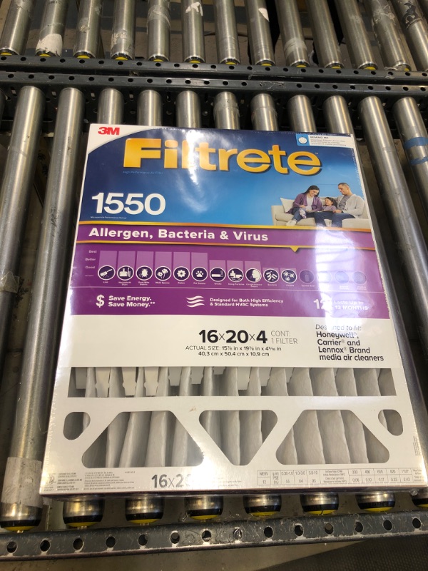 Photo 2 of 3M Filtrete 1550 Allergen Bacteria & Virus 16x20x4 Single Filter
