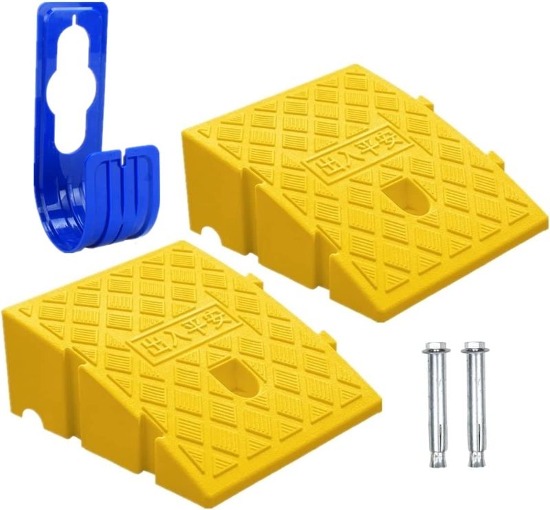 Photo 1 of 2Pack Curb Ramp with one Large Hose Hook, Portable Lightweight Heavy Duty Plastic Driveway Curb Ramps for Low Cars,Motorcycle Ramp,Curb Ramps (4.33 inch High)
