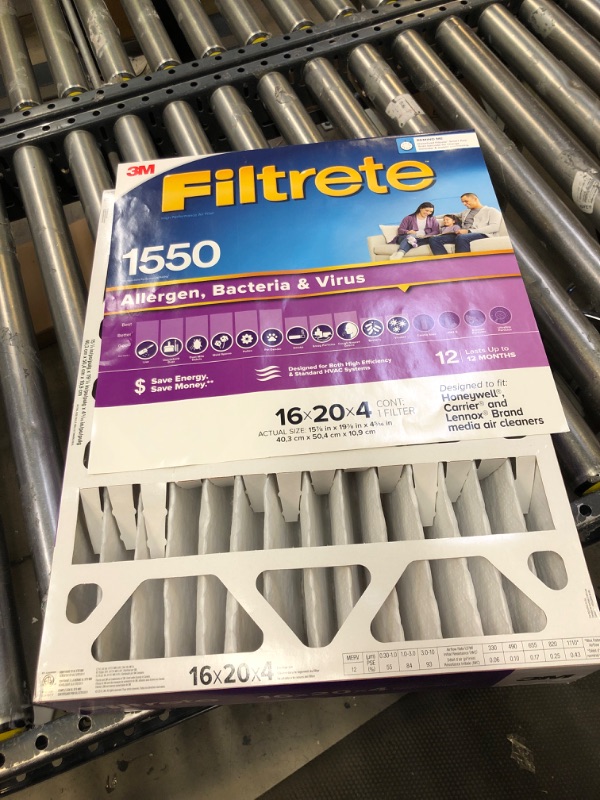 Photo 2 of 3M Filtrete 1550 Allergen Bacteria & Virus 16x20x4 Single Filter
