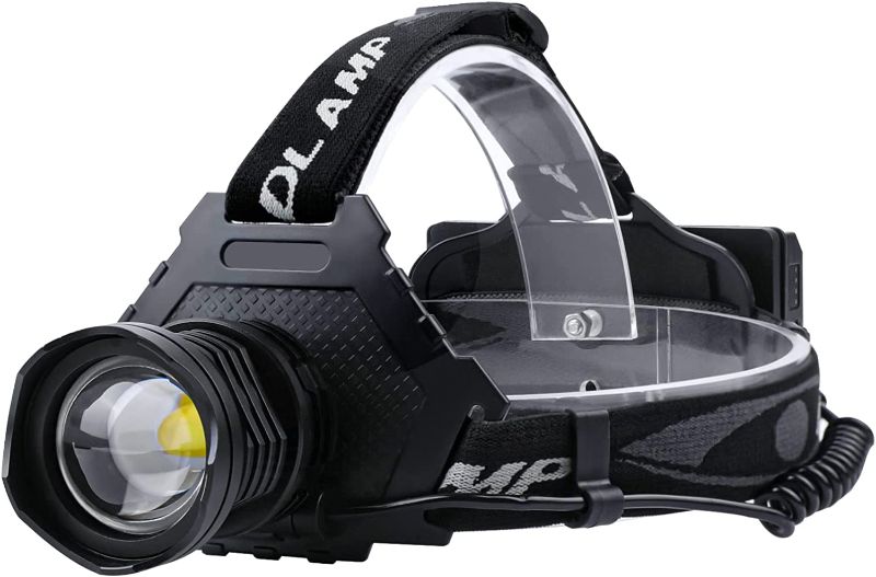 Photo 1 of AMAKER LED Rechargeable Headlamp, 90000 Lumens Super Bright with 6 Modes & IPX7 Level Waterproof USB Rechargeable Zoom Headlamp, 90° Adjustable for Outdoor Camping, Running, Cycling,Climbing,Etc.
DIRTY. HAS SCRATCHES***********