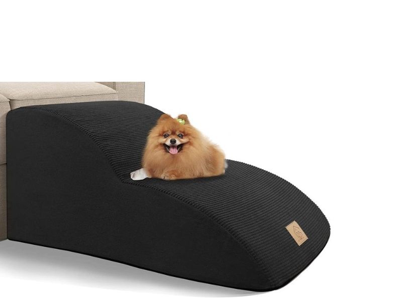 Photo 1 of 2-Tiers Foam Dog Stairs for High Bed Sofa,High Density Foam Ramp Steps Stairs with Soft Fabric Cover,Slope Stairs Friendly to Pets Joints,Machine Washable Fabric Cover,