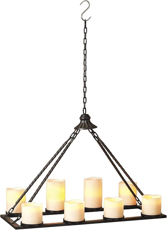 Photo 1 of 24 Inch Black Metal Hanging Candle Holder For 8 Pillar Candles - Candl
