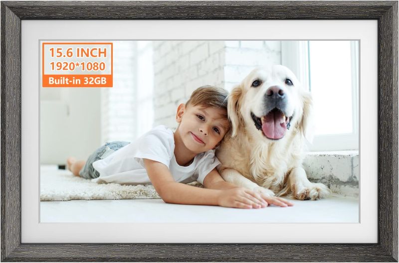 Photo 1 of 15.6 Inch 32GB Storage WiFi Digital Photo Frame 1920*1080 IPS FHD Smart Digital Picture Frame, Wall Mountable, Auto-Rotate, iOS and Android?Simple Setup to Share Photos or Video, Gifts for loved one
