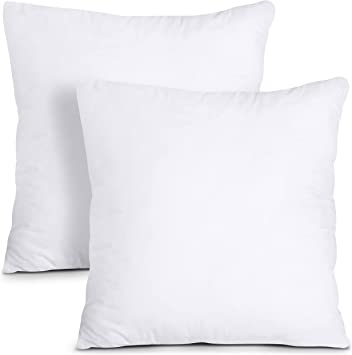 Photo 1 of  Bedding Throw Pillows Insert (Pack of 2, White) - 20 x 20 Inches Bed and Couch Pillows - Indoor Decorative Pillows
