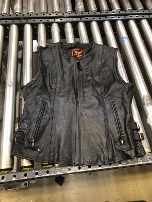 Photo 1 of A&H Apparel Women Motorcycle Biker Classic Vest Genuine Cowhide Leather Vest With Gun Pocket LARGE
