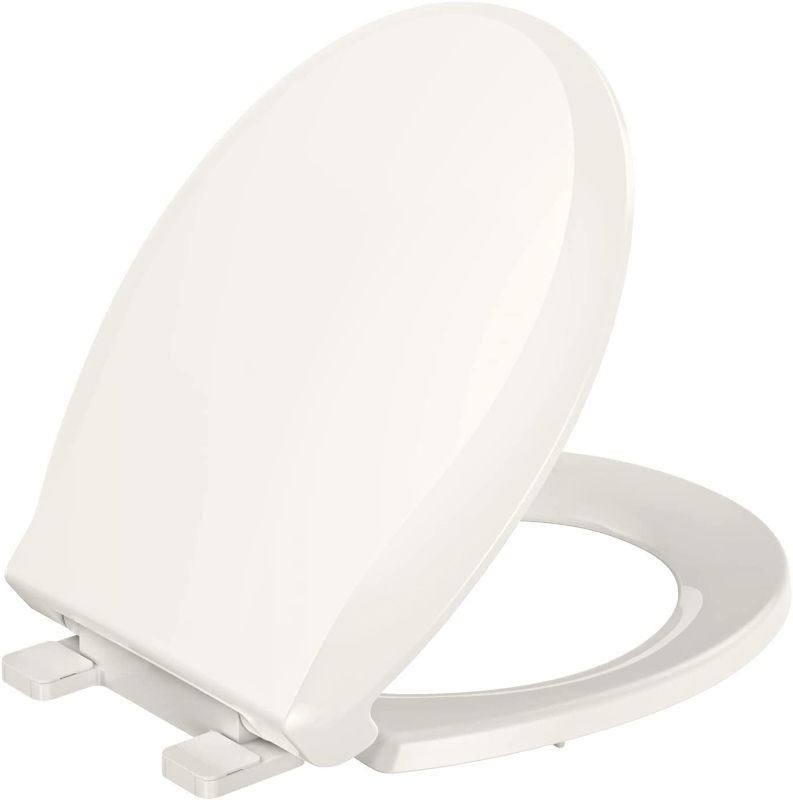 Photo 1 of YASFEL Toilet Seat,Standard Universal Round Toilet Seat,Soft Close,Ergonomic Toilet Bowl Seat,Fits for Standard Round Toilet with Thickened Plastic Lid (Biscuit, 16.5")
