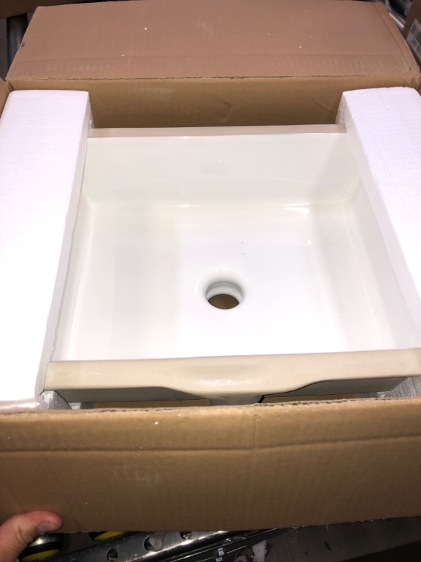 Photo 3 of AMASHEN Undermount Bathroom Sink White Rectangular Porcelain Ceramic Vanity Basin with Overflow 14" x 10"