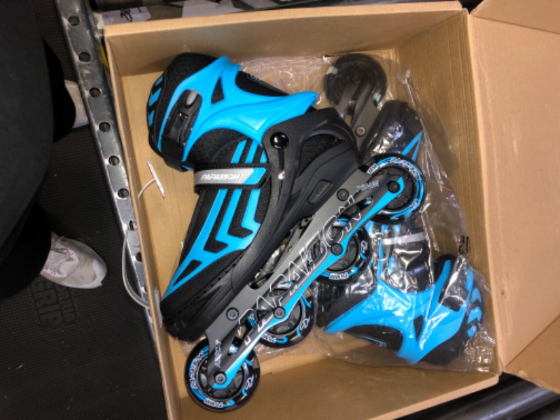 Photo 2 of ITurnGlow Adjustable Inline Skates for Kids and Adults, Roller Skates with Featuring All Illuminating Wheels, for Girls and Boys, Men and Ladies
size large.