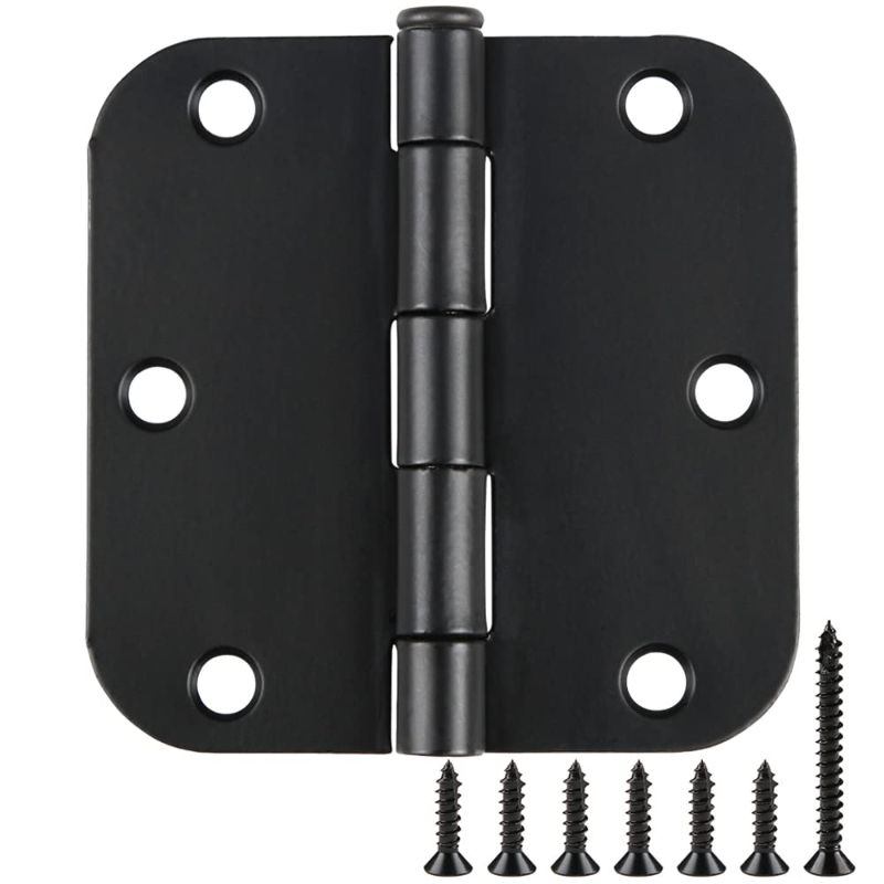 Photo 1 of 10 Pack Rounded Matte Black Door Hinges 3.5" x 3.5 Inch 5/8" Radius Interior 3 1/2 Inch Door Hinges Front Bifold Residential Standard Bedroom Indoor Door Hinge for Door Hardware Controls Matte Black 10 Pack Matte Black