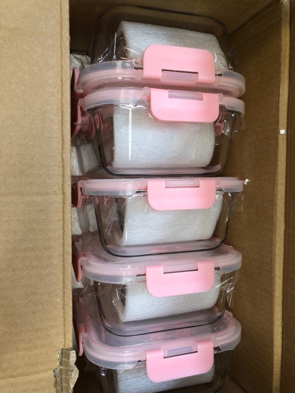 Photo 2 of 10 Pack Glass Food Storage Containers, Glass Meal Prep Containers with Lids Leak Proof, Microwave & Freezer Safe (34oz & 12oz) pink