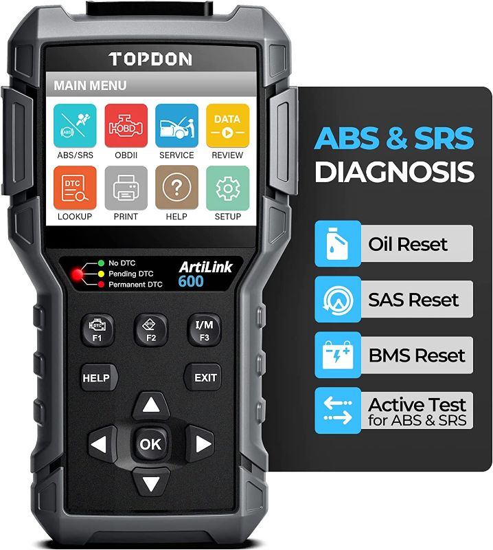 Photo 1 of OBD2 Scanner TOPDON AL600, ABS SRS Code Reader Car Diagnostic Tool, Active Test for ABS, SRS Diagnostics, with Car Maintenance Reset Service of Oil, BMS, SAS
