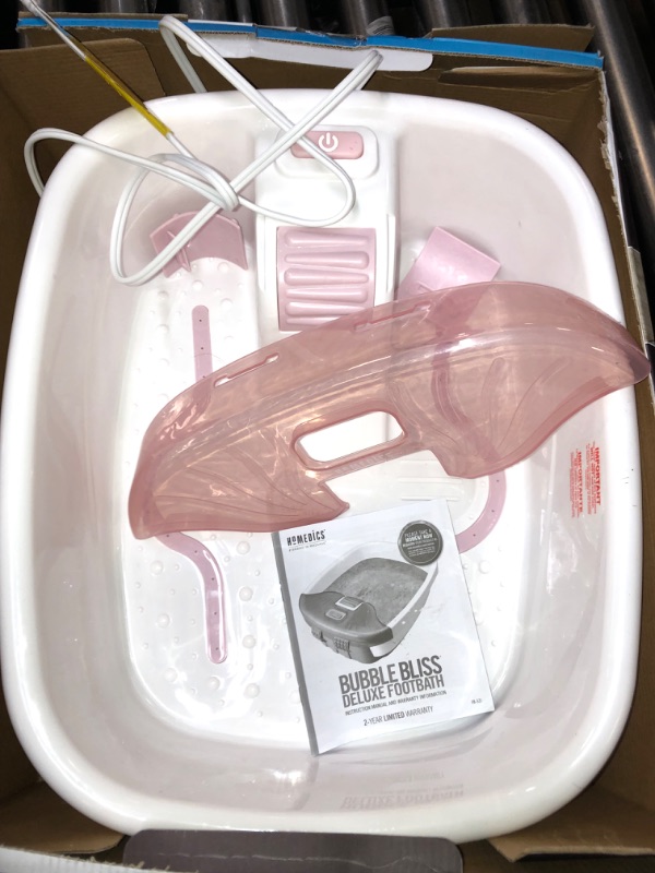 Photo 2 of Homedics Bubble Bliss Deluxe-Foot Spa, Heat Maintenance, Raised Nodes, 3 Attachements Pink 1 Count (Pack of 1)