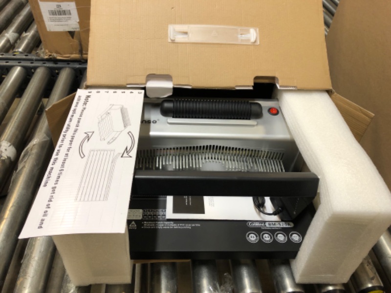 Photo 2 of TIANSE Binding Machine, Spiral Coil Binder Machine Manual Punch Binder with Electric Coil Inserter, Comes with 100pcs 5/16" Plastic Coil Binding Spines & Plier for Letter Size, A4, A5 or Smaller Sizes