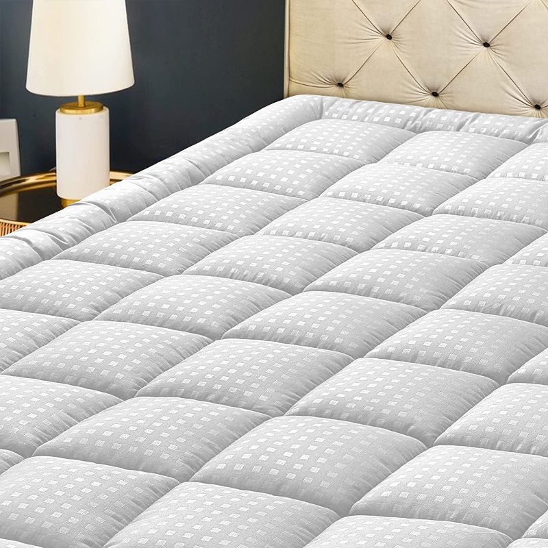 Photo 1 of  King Mattress Pad Quilted Fitted Mattress Protector Cooling Pillow Top Mattress Cover Breathable Fluffy Soft Mattress Topper with 8-21" Deep Pocket