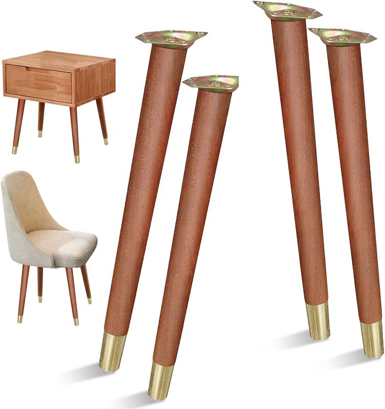 Photo 1 of 16 inch Table Legs, Wood Furniture Legs Set of 4, Replacement Mid Century Style Coffee Table End Table Chair Legs Desk Legs with Mounting Screws, Walnut