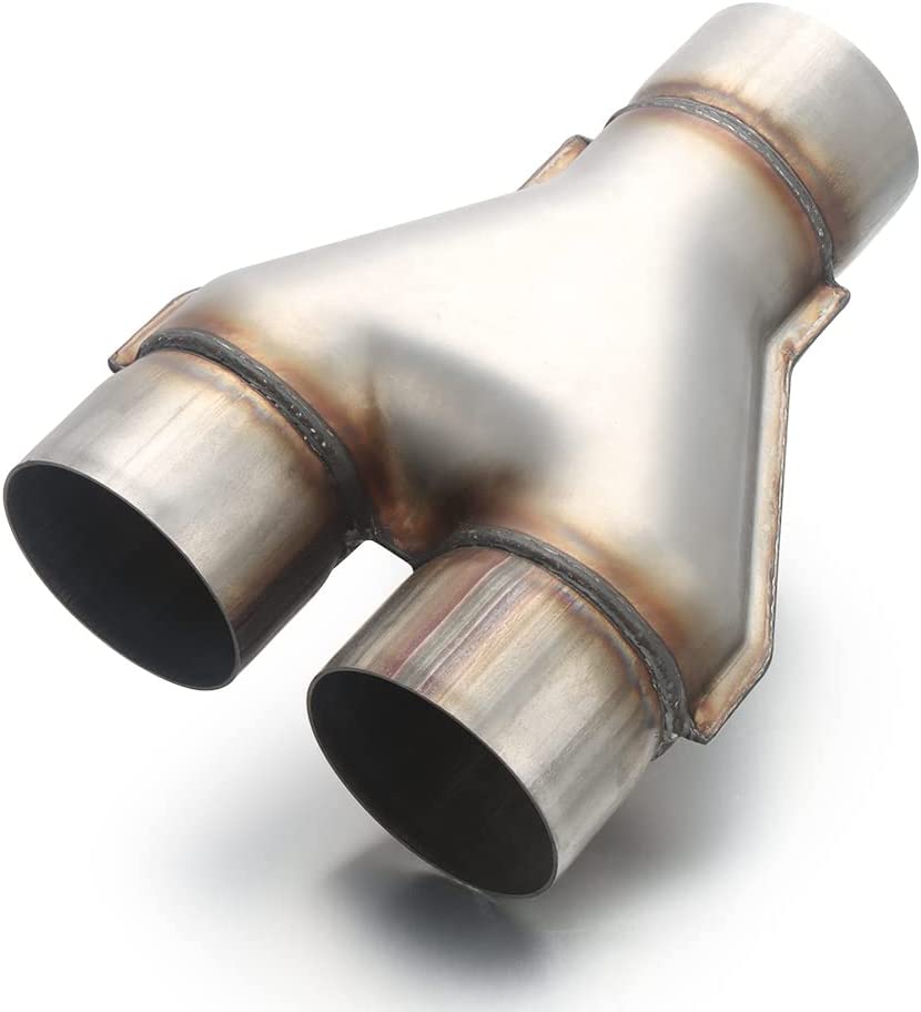 Photo 1 of 3 Inch Inlet Y Pipe, LCGP Universal Stainless Steel Diesel Y-Pipe 3" Single Pair 3" Dual Exhaust Adapter Connectors, 10" Overall Length
