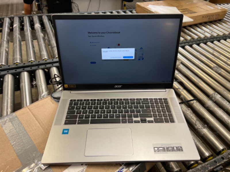 Photo 2 of Acer 317 17.3" Celeron 4GB/64GB Chromebook, Full HD IPS Display, Intel Celeron N4500, 4GB LPDDR4X, 64GB eMMC, Intel Wireless Wi-Fi 6 AX201 802.11ax, Bluetooth 5.1, Chrome OS, CB317-1H-C994
 - light use - charger included.