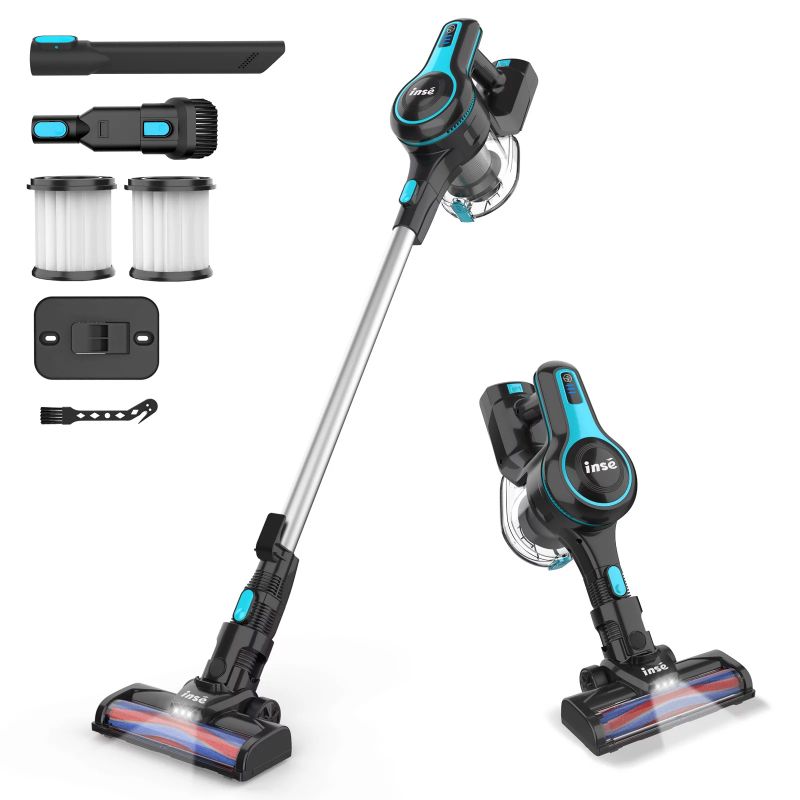 Photo 1 of INSE Cordless Vacuum Cleaner, 6 in 1 Powerful Suction Lightweight Stick Vacuum with 2200mAh Rechargeable Battery, up to 45min Runtime, for Home Furniture Hard Floor Carpet Car Hair
