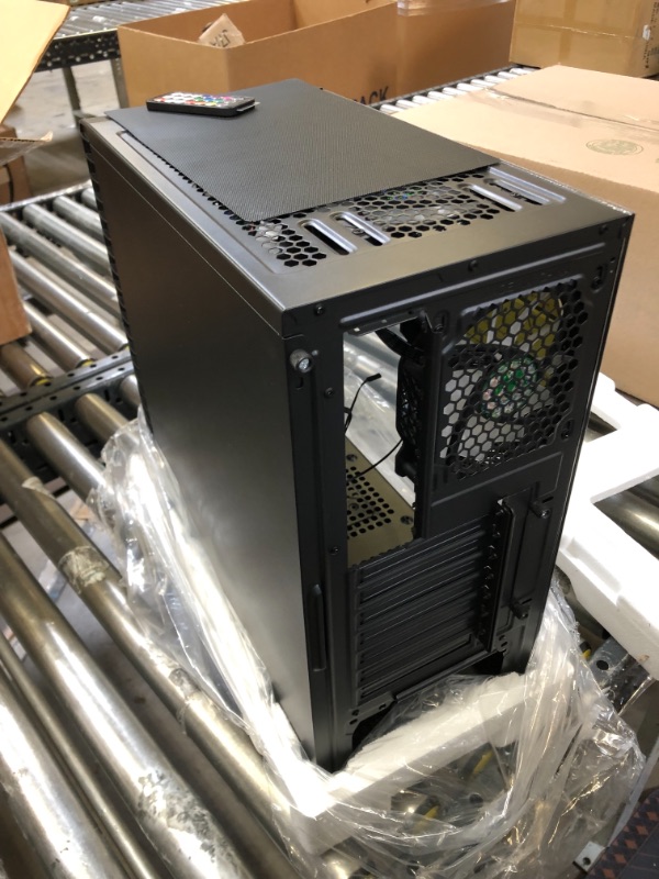 Photo 1 of MUSETEX ATX PC Case Pre-Installed 6Pcs 120mm ARGB Fans, Mid-Tower Computer Gaming Case, USB 3.0 Tempered Glass Phantom Black Computer Case, MN6-B

