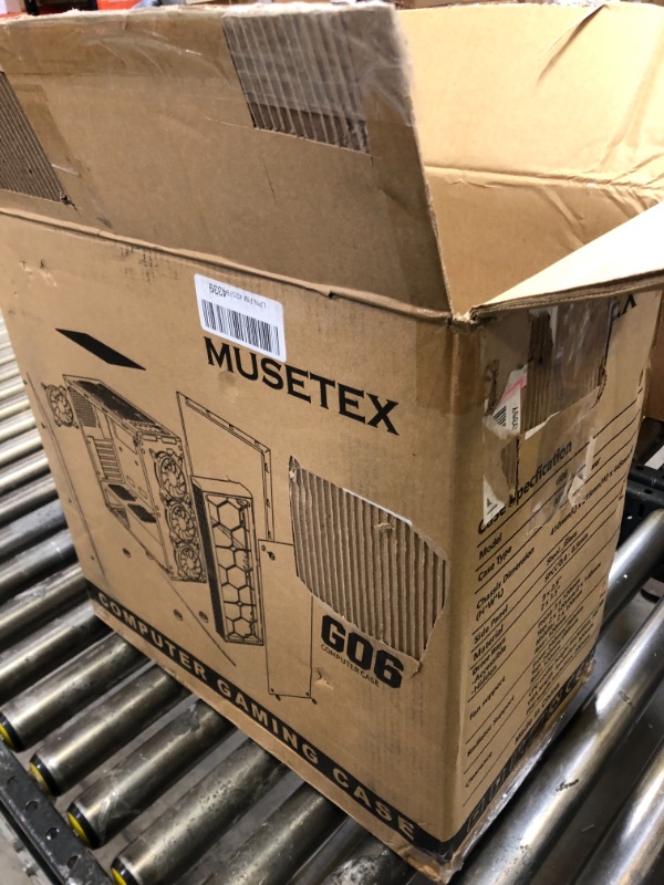 Photo 1 of MUSETEX ATX PC Case Pre-Installed 6Pcs 120mm ARGB Fans, Mid-Tower Computer Gaming Case, USB 3.0 Tempered Glass Phantom Black Computer Case, MN6-B
