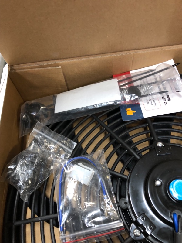 Photo 2 of A-Team Performance - 130031 Electric Radiator Cooling Fan - Cooler Heavy Duty Wide Curved - 10 S Blades 12V 3000 CFM Reversible Push or Pull with Mounting Kit Black 16 Inches
