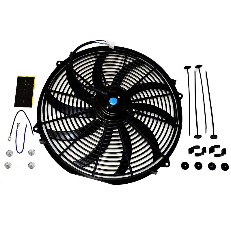 Photo 1 of A-Team Performance - 130031 Electric Radiator Cooling Fan - Cooler Heavy Duty Wide Curved - 10 S Blades 12V 3000 CFM Reversible Push or Pull with Mounting Kit Black 16 Inches
