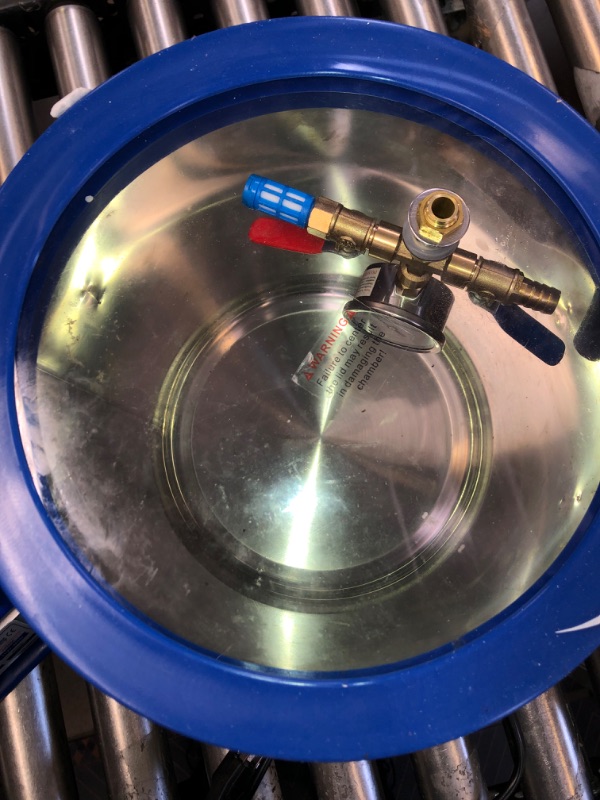 Photo 2 of P PBAUTOS 3CFM 1/4HP Single Stage Vacuum Pump with 2 Gallon Tempered Glass Lid Vacuum Chamber, Stainless Steel Degassing Chamber with Pump, No Oil Included, Perfect for Wood Stabilization
